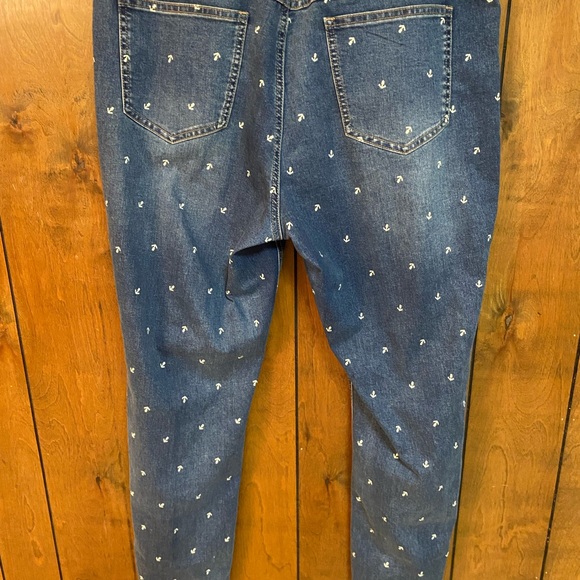 Tribal Women's Anchor Print Blue Skinny Jeans - Picture 4 of 6